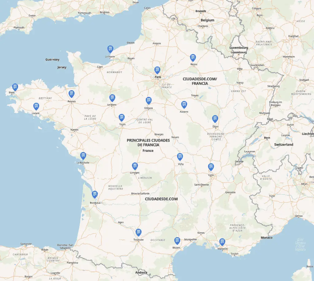 ciudades de francia mapa